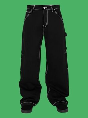 🚹 30/32/34 — Victorious Men's Kraken Ultra Baggy Carpenter Jeans [BLACK]